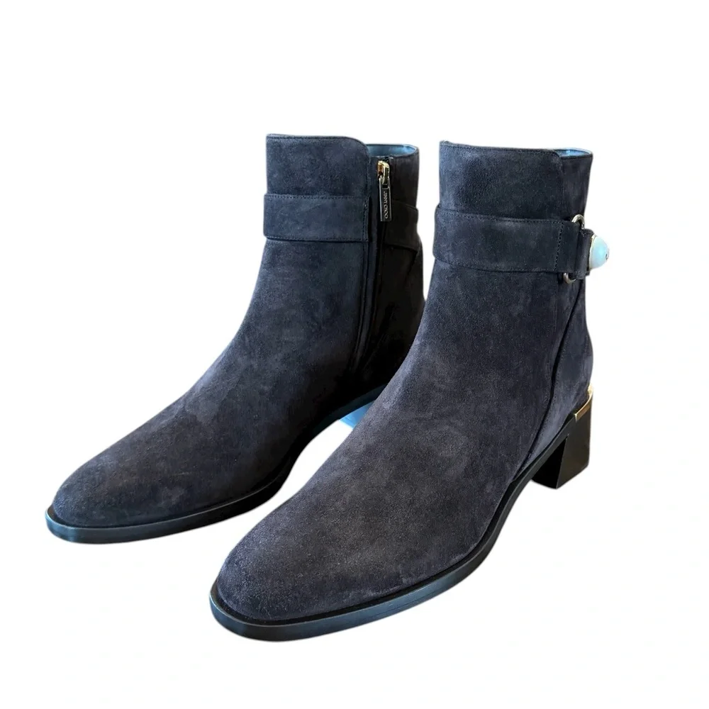 Jimmy Choo Noor 45 Coffee Brown Velvet Suede Ankle Boots NEW EU 39.5 US 9.5